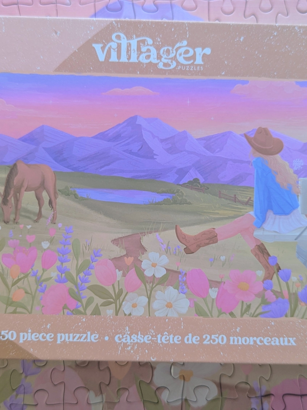 Villager Puzzles 250 Piece Mountain Meadow Cowgirl Jigsaw Puzzle Canadian Art - Picture 3 of 4